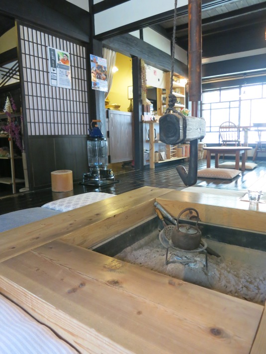 Irori fireplace at Hottori Cafe